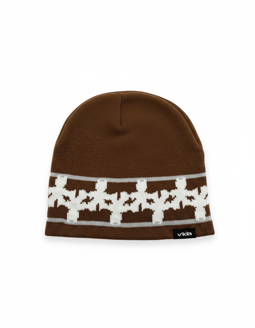 Pattern beanie brown